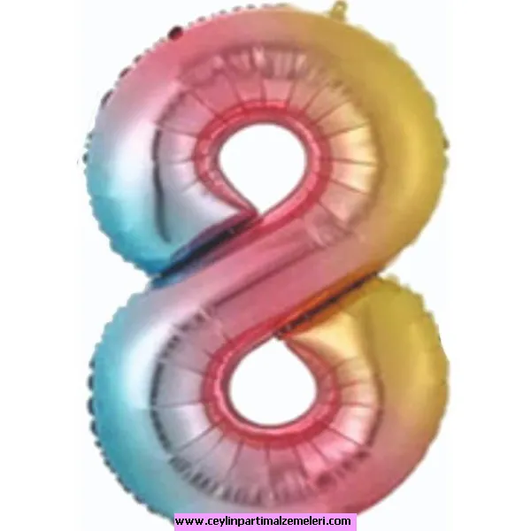 8 Rakam Renkli Folyo Balon